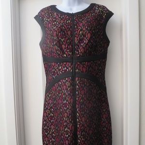 JAX Brocade Lace Metallic Pencil Dress Size 8
